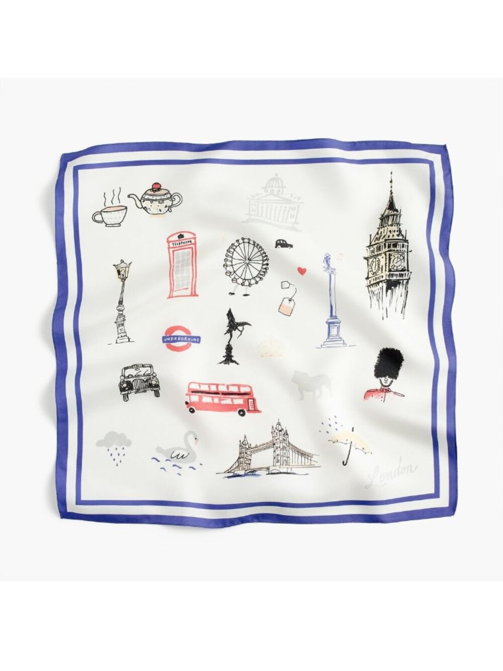 J. Crew | Blue and White "London" Sightseeing Scarf Wrap | Size 20" x 20"